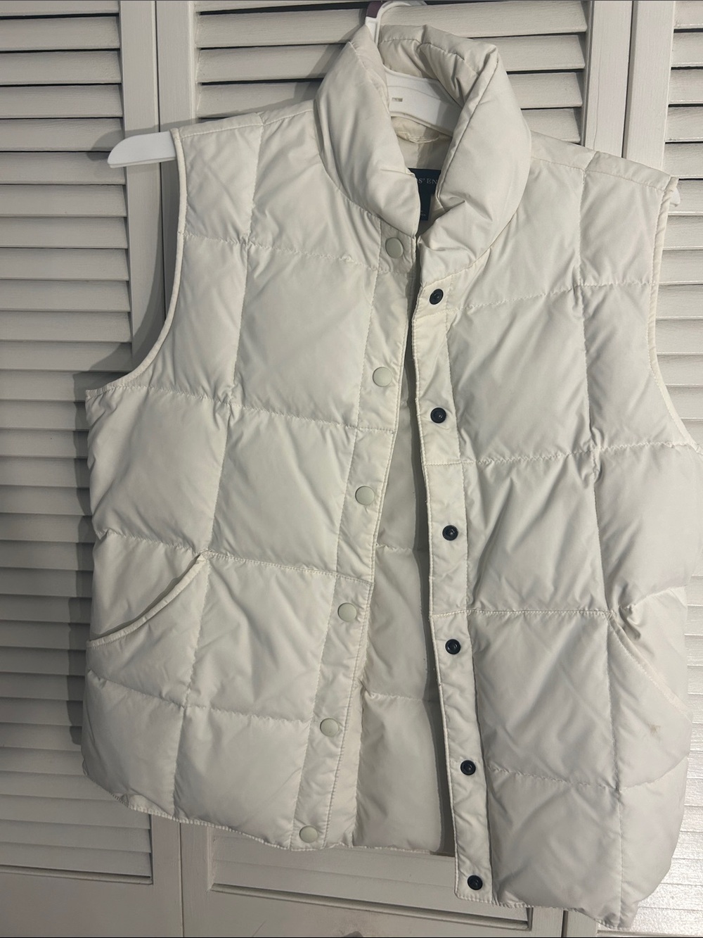 Lands End Quilted Goose Down Puffer Vest - White